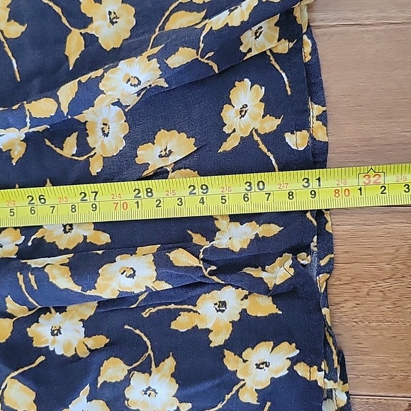Free People 3/4 Sleeve Washed Black Yellow Floral Print Mini Dress 4 - Picture 6 of 9